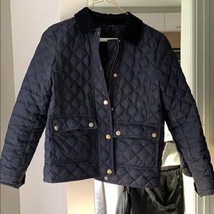 J. Crew Quilted Coat Navy Blue Petite XS